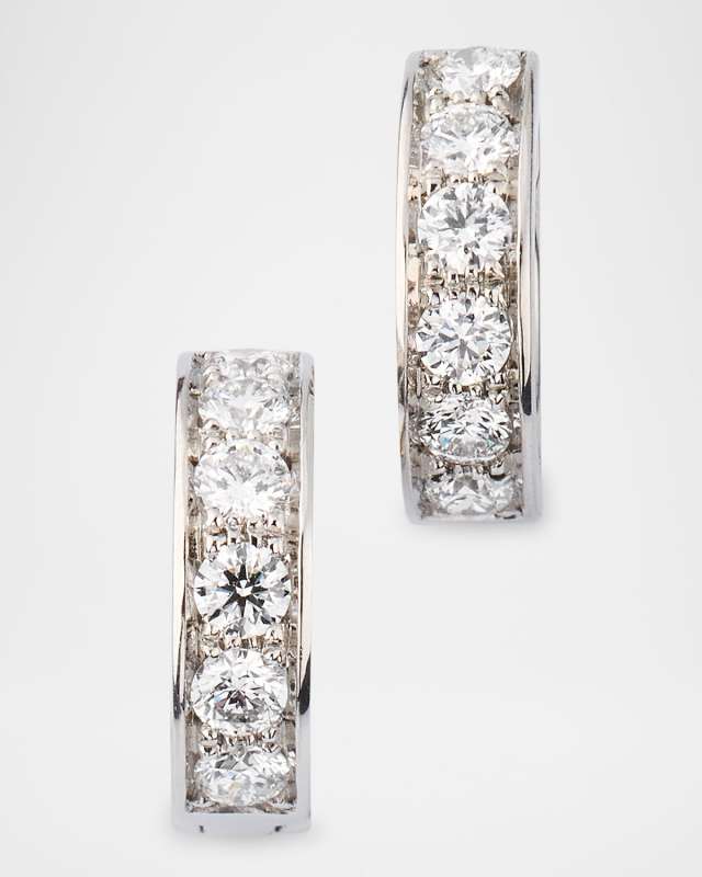 Platinum Diamond Huggie Hoop Earrings